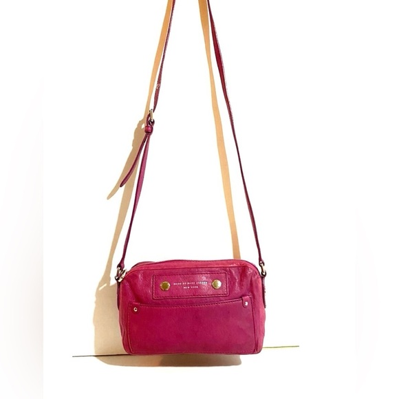 Marc by Marc Jacob’s distressed Fuchsia Crossbody Bag with Adjustable Strap